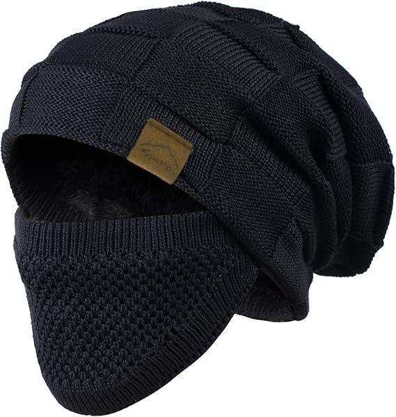 Unisex Knitted Hat & Mask Set Light Beanie with Ear Neck & Cheek Coverage for Cold Weather Outdoor Snow Sports Comfortable Knitted Material