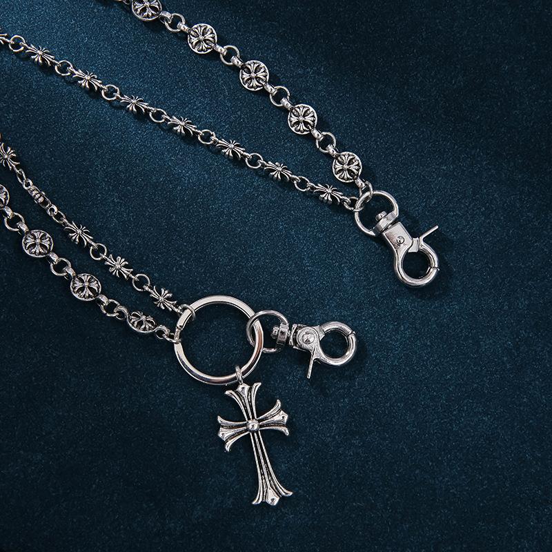 Punk Rock Metal Waist Chain, Unisex Hip Hop Jewelry Gift Pendant, Large Ring Wallet Keychain, Denim Jeans Accessory