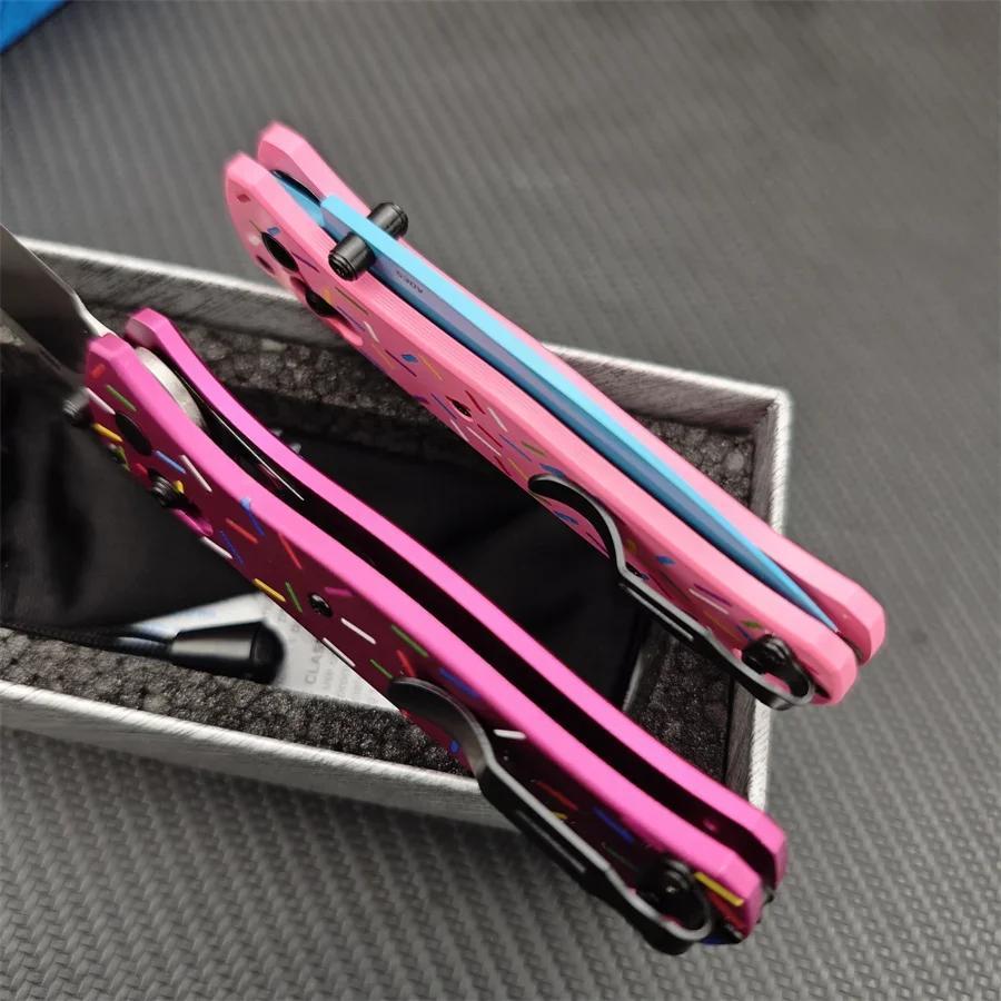 BM Bugout 535 Donut Pink Handle Manual Open Pocket Folding Knives EDC Outdoor Camping Hunting Multifunctional Hand Tools