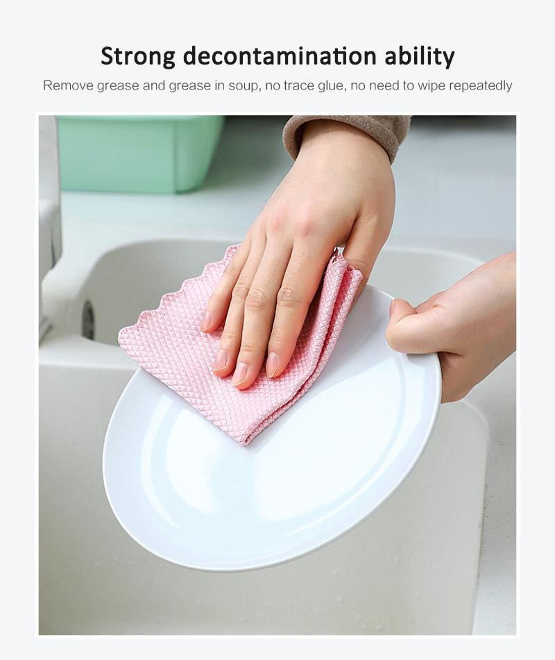 10-1PC Microfiber Washing Dish Cloth Cleaning Towel Super Absorbable Window Glass Cleaning Cloth Kitchen Anti-grease Wiping Rags