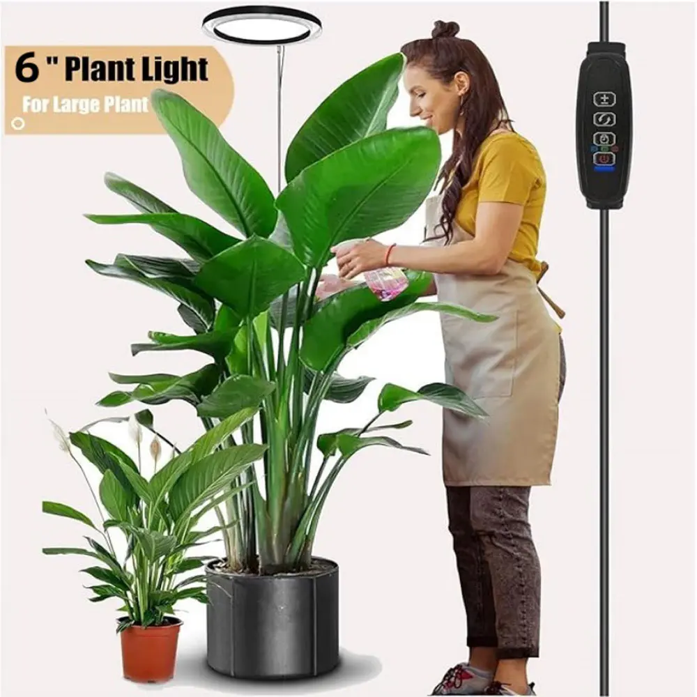 Large-scale plant growth lamp, plant lamp belt bracket with adjustable height, 3 spectral modes and 10 brightness levels, automatic 3/9/12-hour timed halo lamp, violin leaf fig, indoor large plants.
