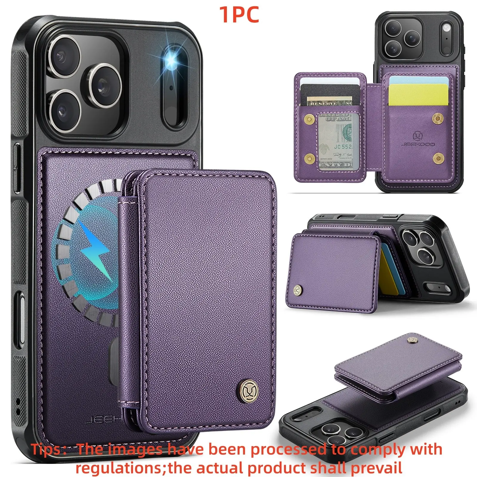 High-End Detachable Flip Wallet Protective Phone Case Cover for iPhone 17 Pro Max, 16e, 15, 14, 13, 12, 11 Pro Max, Wireless Charging, Credit Card Slot, Shockproof, Durable TPU Protector