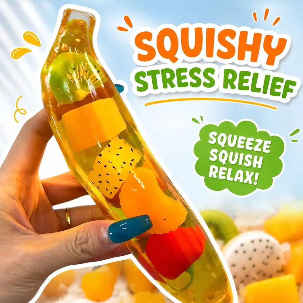 Slow-Rebound Banana Squishy Stress Relief Toy, Soft Squeeze Sensory Fidget Toys for Adults and Kids, Fun Gift for Anxiety Relief and Relaxation, Squishy Fidgets