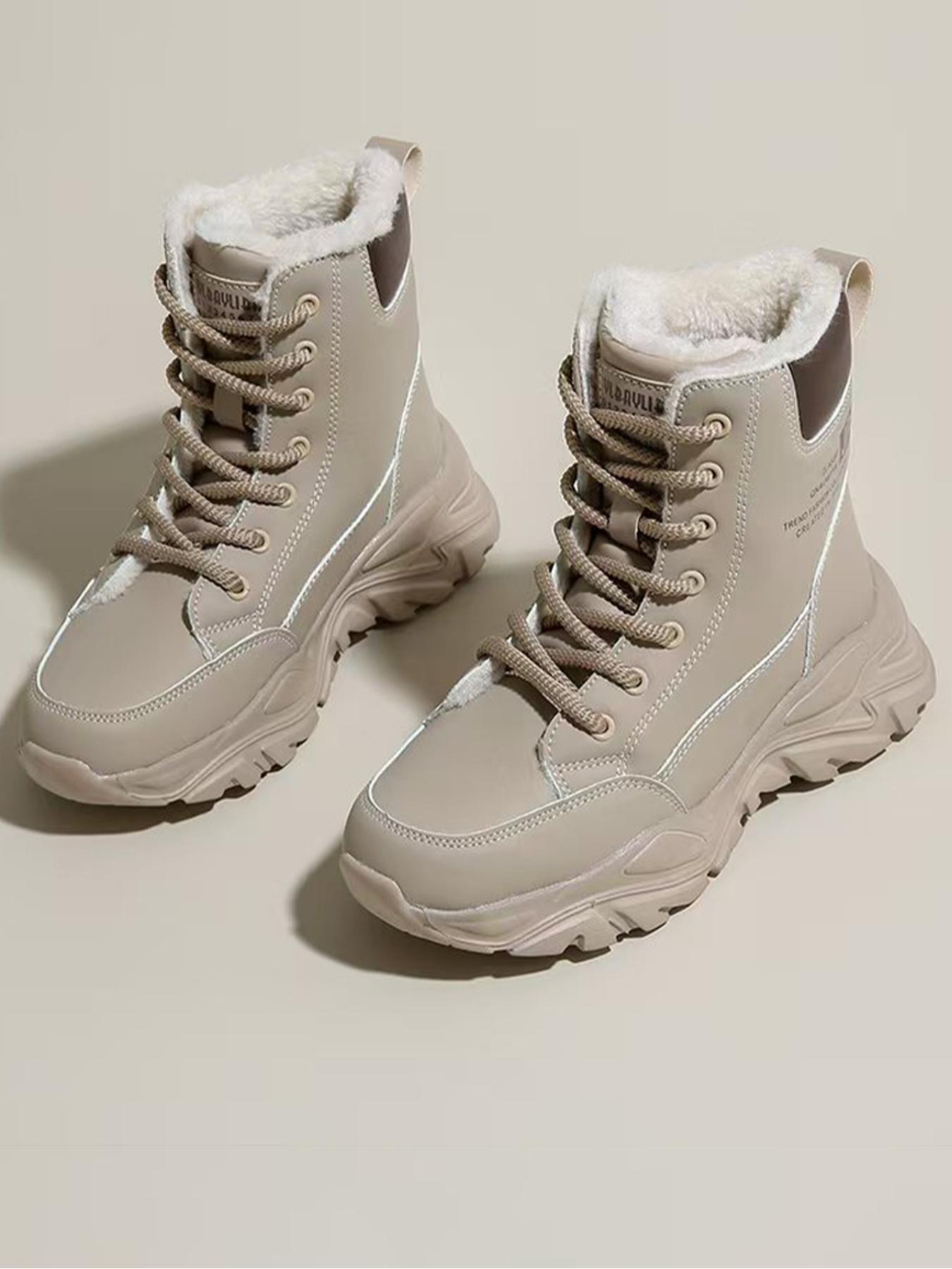 Women's High Top Snow Boots, Warm Cotton Shoes for Autumn & Winter, Anti-Slip Waterproof Outdoor Boots, Slip Resistant Boots, Ideal for Daily Wear & Sports