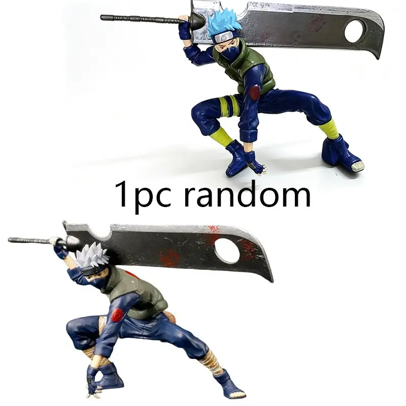 5.91 Inch Naruto Kakashi Statue, Crouching Battle Pose Collectible Figure, Desktop Display Gift, Large Sword Fighter Sculpture, Collectible Figurines