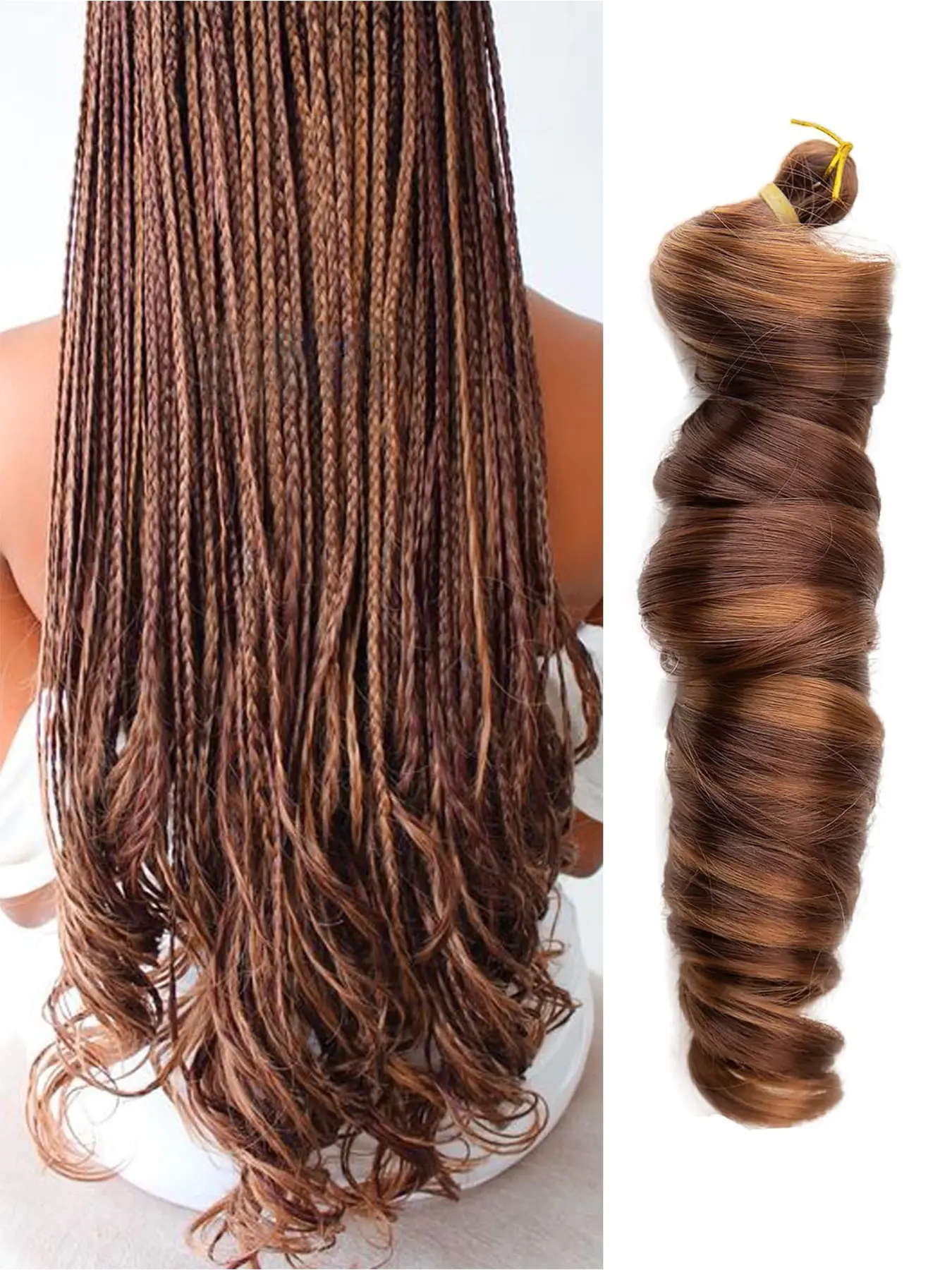 French Curl Braiding Hair 22 Inch 1 Packs Brown,Pink,Purple,Color Synthetic Loose Wave Bouncy Crochet Braids Hair Pre Stretched 150g/pack Curly Wave Body Wave Braided Hair for Women Hair Extensions