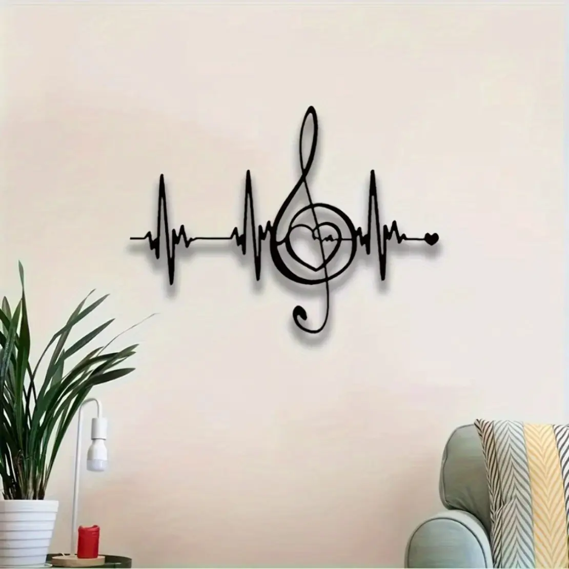 Exceptional Music Notes and Electric Wave Metal Wall Art Unique Iron Sculpture with Flowing Rhythm Design and Decorative Pediment Perfect for Weddings Valentines Day Music Events or Home Decor Adds Musical Charm to Any Space Decorative Plague