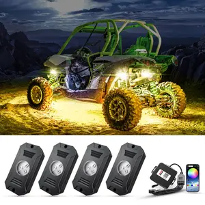 Ultra-Bright RGB LED Rock Lights IP68 Waterproof, 4/12 Pods APP Control Car Underglow Neon Lights, Ultra Bright Exterior Chassis Lighting, Off-Road Ready with Full Mounting Accessories for Pickup, UTV, RZR, SUV, Ideal Gift for Family & Friends, Car Lovers