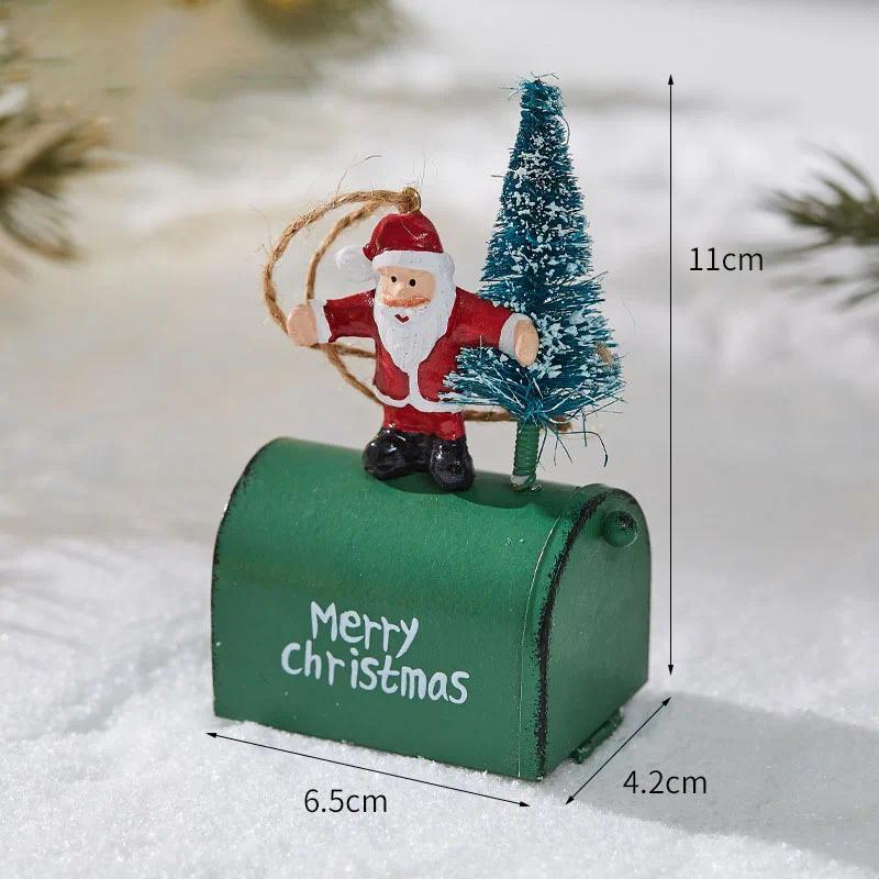 2025 New Christmas Wrought Iron Decorative Cabin Mailbox Indoor And Outdoor Decorations, Bar, Shopping Mall Window  Ornaments