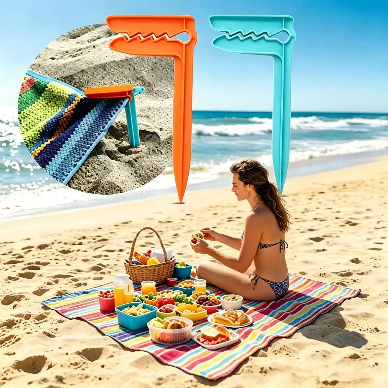 4PCS/8PCS Colorful Windproof Clip, Durable Polypropylene Material, Perfect for fastening for Blankets, Beach Towels, Picnic Mats, widely applicable for beach outings, picnics, camping and all outdoor activities.