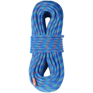 VEVOR 10.2mm Dynamic Climbing Rope, 60M(197ft) Outdoor Rock Climbing Rope 25KN Breaking Tension, Stretchable Fiber Rope with Steel Snap Hooks for Escape, Rappelling, Fire Rescue, Blue