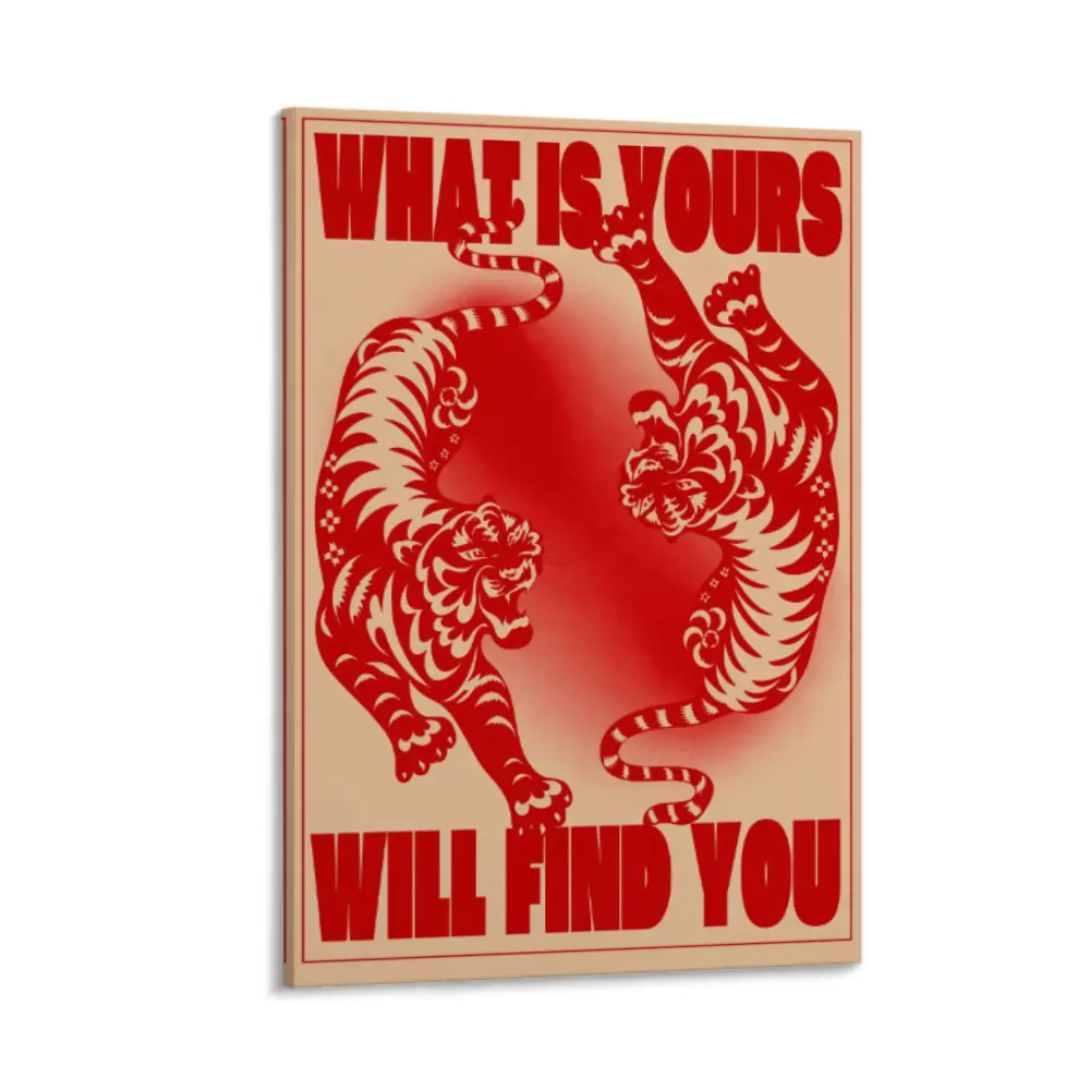 Vintage 70s Psychedelic Tiger Framed Poster - Waterproof Home Decor Wall Art, Red Retro Funky Print with Artistic Affirmation Aesthetic, Home Supplies for Room, Kitchen, Bedroom Decor, Retro Wall Art, Boho Room Decor, Gallery Wall Decor, Living Room Decor