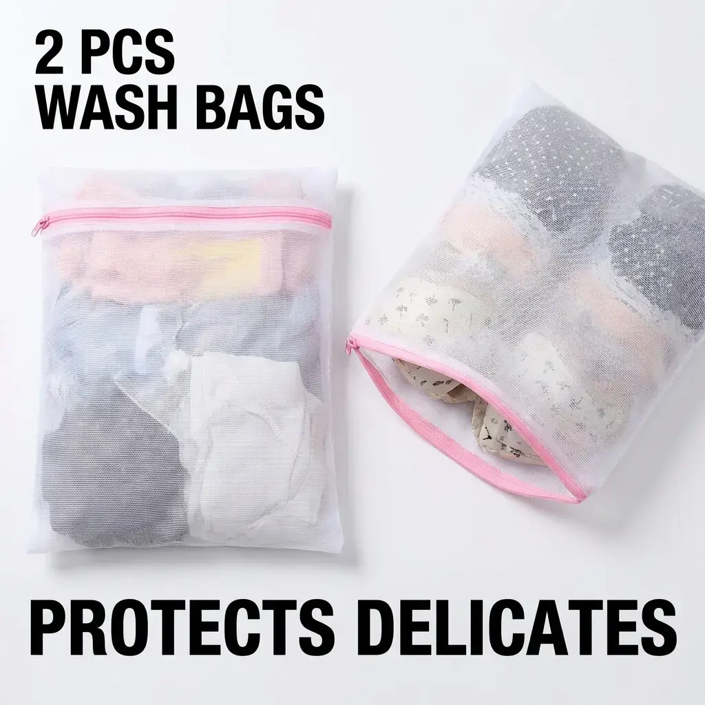 2pcs Underwear Washing Bags Laundry Net, Foldable Bra Protector Mesh Bag, Durable Clothes Wash Pouches for Delicate Items, Organizing Laundry Organizer, Laundry Accessories