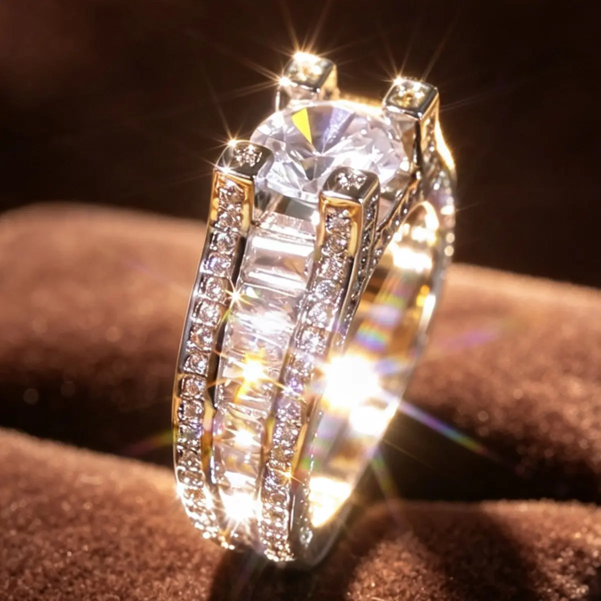 Glamorous Shiny Channel Band Statement Band Promise Annivry Engagement Bride Wedding Ring Perfect Holiday Gift for Valentines Day Christmas Thanksgiving Mothers Day Jewelry for Her Gift for Mom Wife Sister Bestie Women Fashion Jewelry Ring for Men