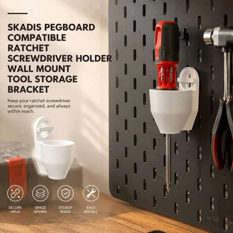 Ratchet Screwdriver Holder Tool Organizer Skadis Pegboard Wall Mount Storage Rack Set Kit Workshop Use