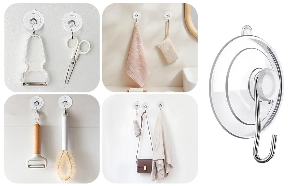 18 Pack Suction Cup Hooks Max Load 10LB, 1.77Inch Suction Cup Hook for Glass Window, Reusable, Suitable for Glass, Windows, Bathrooms, Kitchens, Tiles, Sho