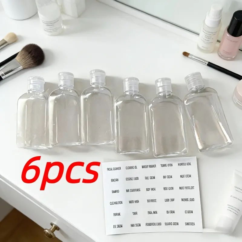 6 TSA certified leak proof travel bottles, Empty refillable bottle, suitable for hair conditioners, shower gels, etc. - Portable and safe design, travel essentials, portable liquid storage, Plastic bottles for pets, travel toiletries bottles