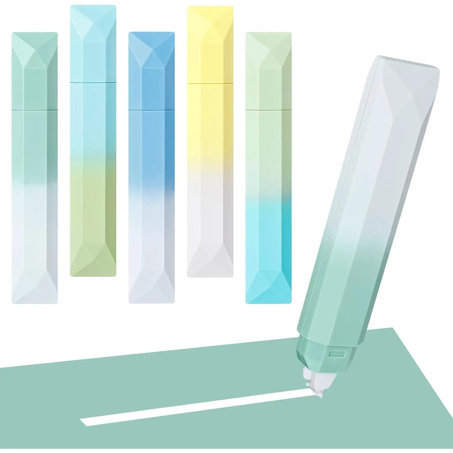 5 count White Correction Tapes, Aesthetic White Smooth Pull Out Tape Pens for  Corrections, Easy to Use -Resistant Pen Shaped Applicator for Office School Supplies (Gradient Green)
