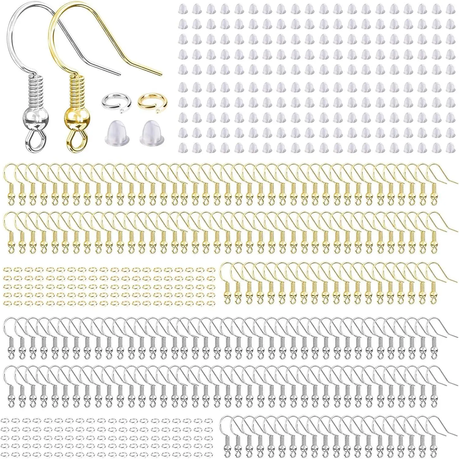 Earring Hooks, 600 count Earring Making Supplies Kit with Earring Hooks, Jump Rings and Earring Backs for  Making ( and )