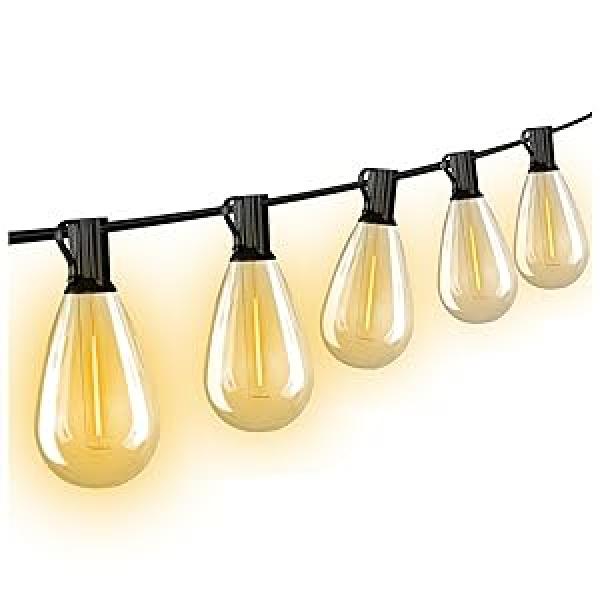 Daybetter Outdoor String S14 Led Garden Lamp Edison Vintage Bulb, Connectable Outdoor String Suitable for Porch Backyard Tavern, Waterproof and Shatterproof
