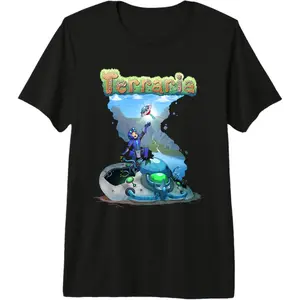 Classic Terraria Martian UFO Crashed Spaceship Space Astronaut Armor Sci-Fi Hardmode Indie Sandbox Pixel Adventure Game Graphic T-Shirt S-5XL Breathable Black Cotton Casual Gamer Street Top Terraria Alien Sci-Fi Fan Collectible Tee