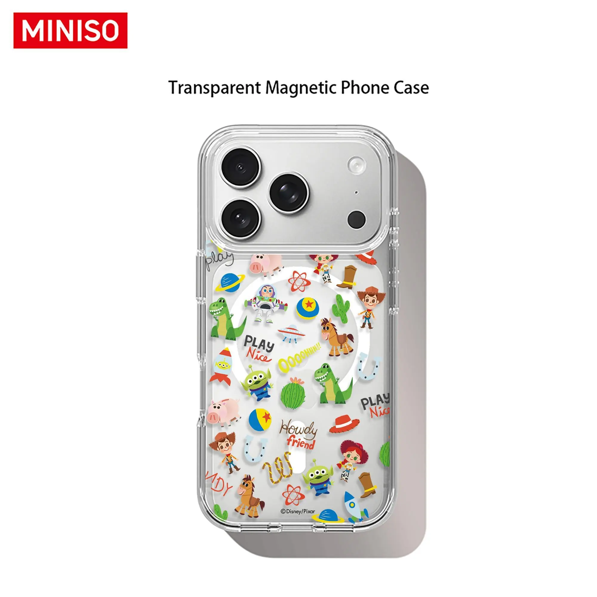 Disney Toy Story Let's Play Cute Character & Icon Sticker Bomb Design Phone Case Transparent Magnetic Shockproof case suitable for iphone 17 Pro Max / 17 Pro / 17 Air / 17/16/15 / 14 / 13/12/11 Series