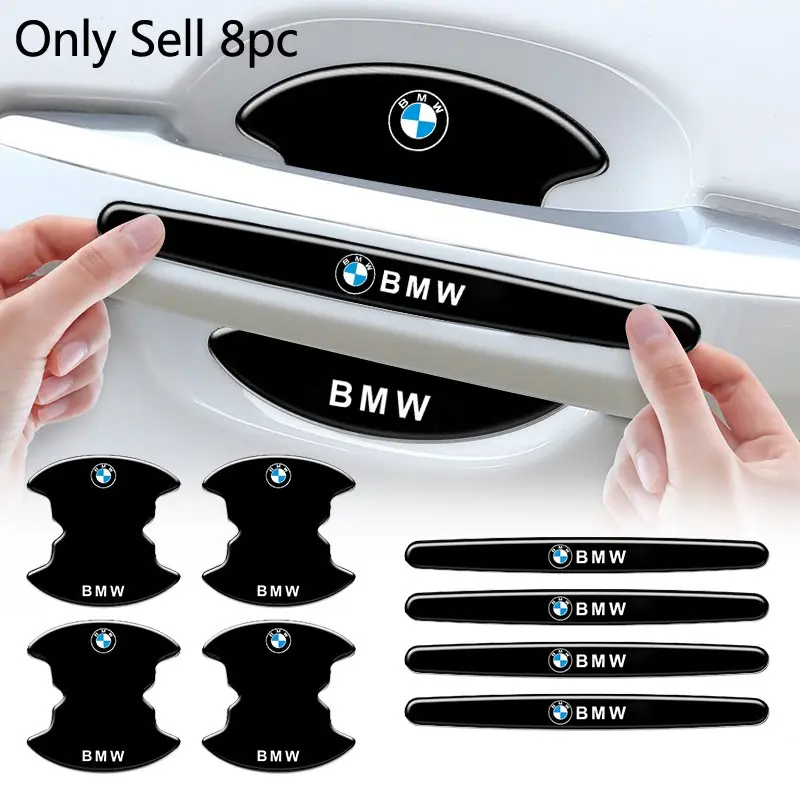 8pcs Car Door Handle Bowl Scratch Protect Stickers, Anti-Collision Strip for Bmw Models, Exterior Parts Accessory