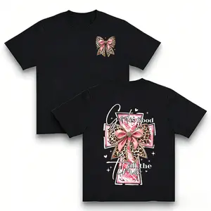 Women's God Is Good All The Time Black Hoodie - Harajuku Aesthetic Style, Round Neck, Watercolor Cross, Coquette Bow Graphic, Comfortable Fabric, Fashion Everyday Casual Long-Sleeve Pullover (Womenswear Tops)