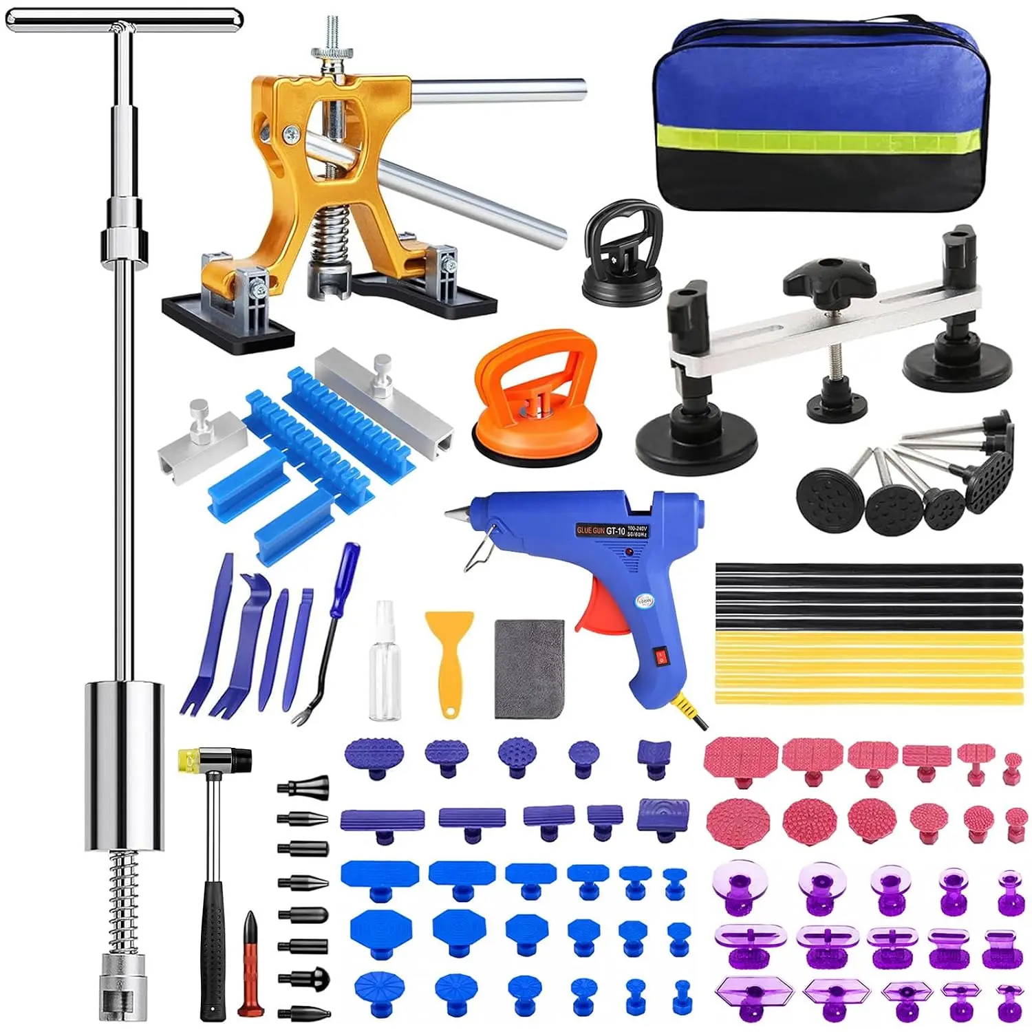 Auto Paintless Dent Removal Kit - Adjustable Paintless Dent Repair Tool for Auto, , & Metal Surfaces, Complete  Dent Puller kit Quick Fix for Small & Large Dings, Hail