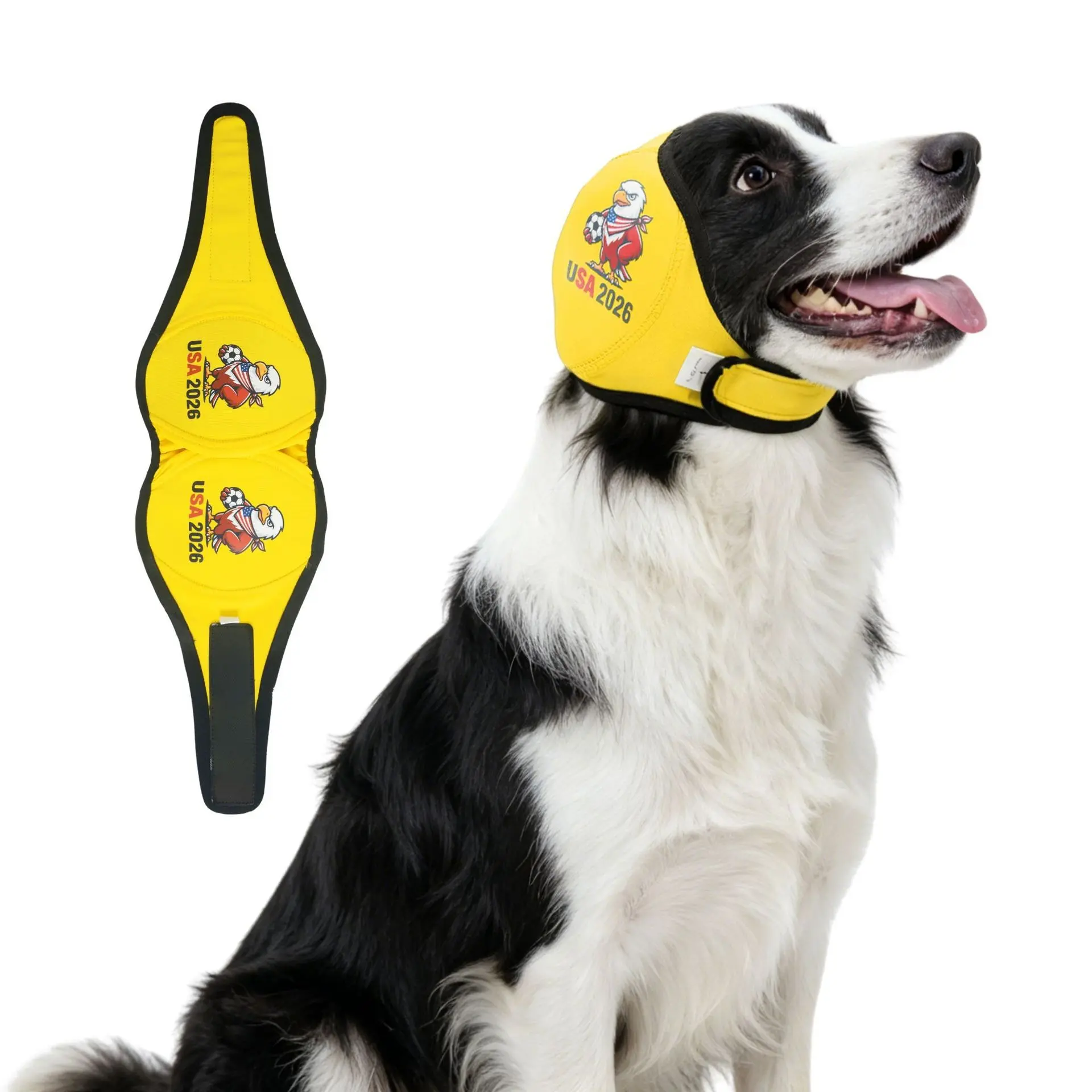 Adjustable Dog Ear Cover, Waterproof Swimming Ear Protection Wrap, Anti-Noise Calming Head Wrap for Dogs, Ear Muffs for Bath & Pool