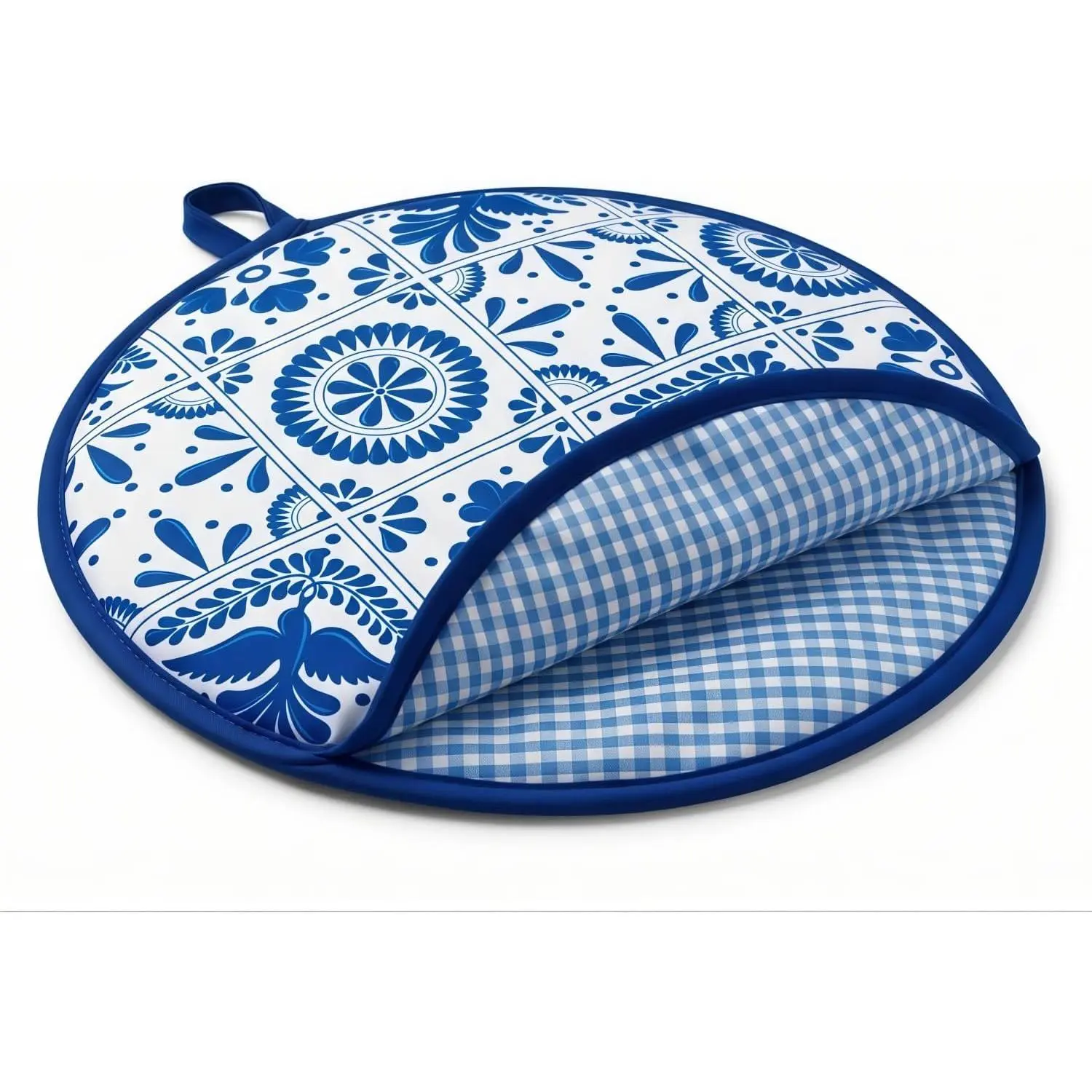 12 Inch Tortilla Warmer Pouch,Microwavable &  (Blue 1 count) | Insulated Fabric Tortilla Holder, Mexican Talavera Design, Keeps Tortillas, Naan & Pita Warm for Family Dinners & Parties