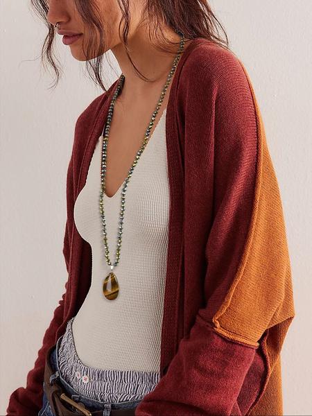 Vintage Tiger Eye Teardrop Natural Stone Pendant Long Necklace, Handmade Knotted Crystal Beaded Chain, Sparkling Luxury Gift for Special Occasions, Boho Chic Crystal