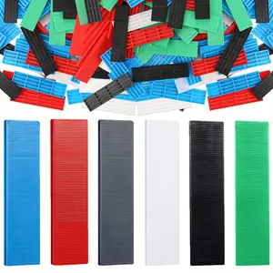 300 count Plastic Flat Shims Structural Tile Plastic Shims for Leveling, 3/64, 5/64, 1/8, 5/32, 13/64, 15/64 Inch, Green, Black, White, Grey, Blue, Red