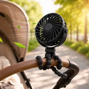 Mini Portable Stroller Fan, Battery-Powered Clip Fan, Battery Operated Fan, Portable Fan, Detachable with 3 Speed Levels & 360° Rotation, Built in LED Night Light, USB Rechargeable Fan, Suitable for Outdoor Travel, Car Seats and Bedrooms