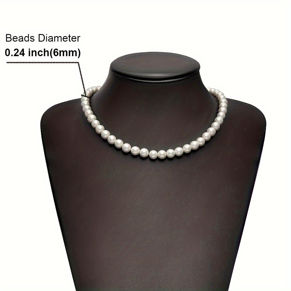 1pc White Faux Pearl Necklace For Men Fashion Beaded Collar Neck Decorative Chain Male Cool Jewelry Gift Pearl Necklace Faux Pearl, Father's Day Gift