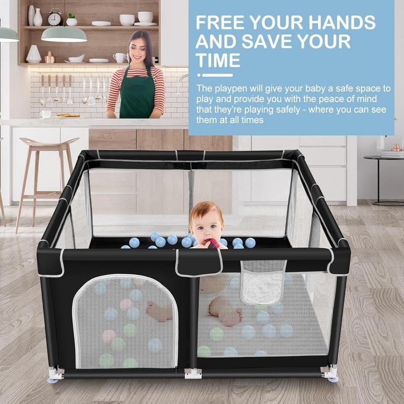 Baby Playpen, Indoor and Outdoor Playard, Play Pens for Kid Activity Center, Sturdy Safety Baby Fence with Breathable Mesh for Toddler