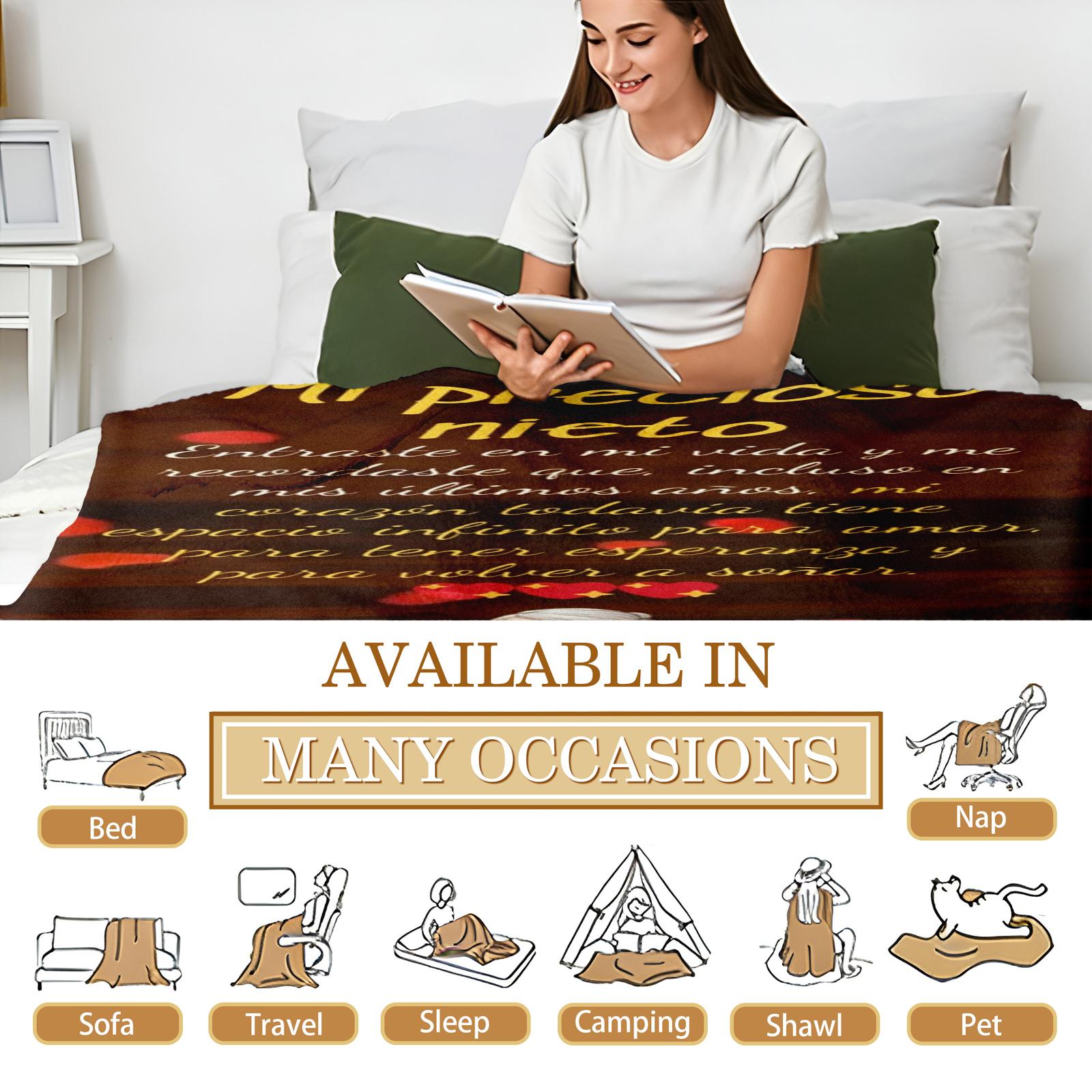 Grandma’s Love Blanket for Grandson - Grandma's Hug Flannel Blanket ,Creative High-Definition Print ,Soft  and Warm ,Perfect Gifts for All Seasons,Office Nap Blanket,Sofa Blanket