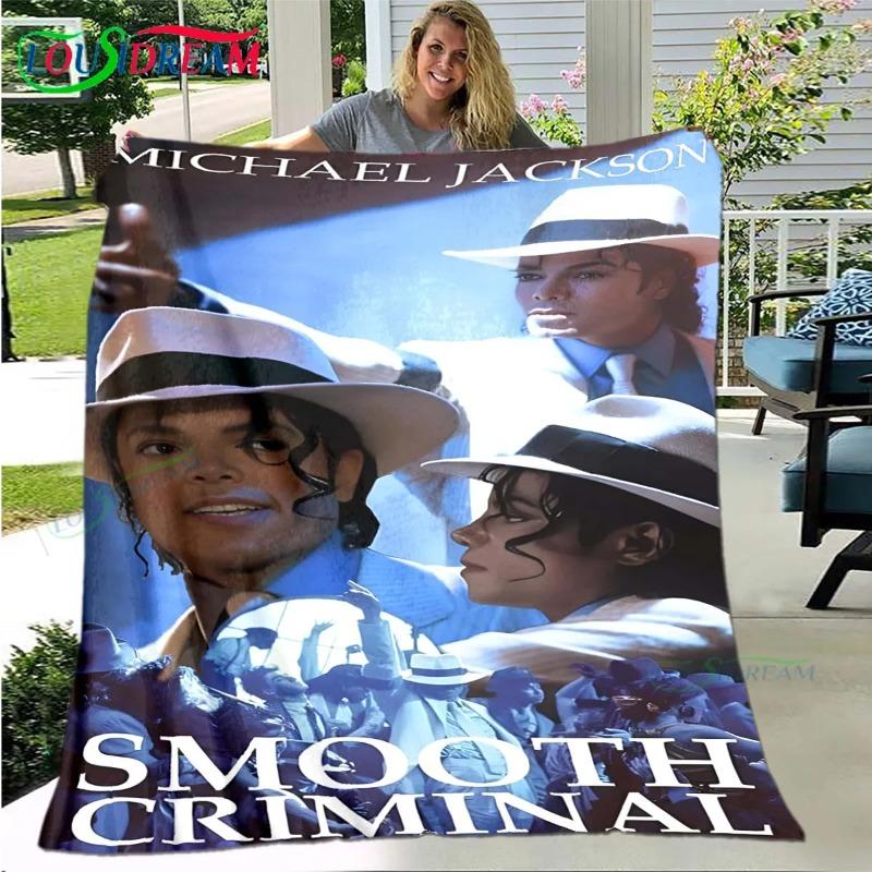 Fashion Singer M-Michael-Jackson Pattern Blanket Flannel Thin Blanket Portable Home Travel Office Lunch Break Blanket Gift