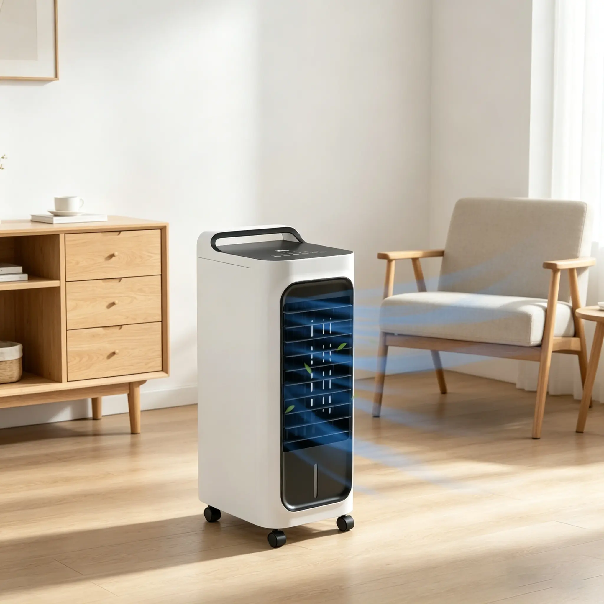 Air Conditioner- Fan, ice cooling, and humidifying functions enhance air comfort