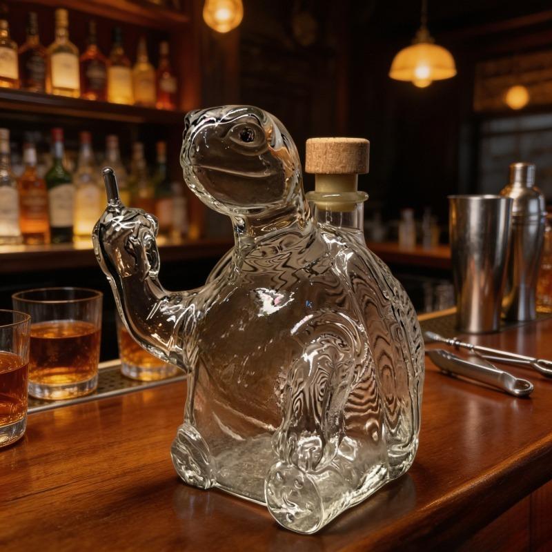 Novelty Turtle Glass Whiskey Bottle, Decorative Liquor Storage Container for Brandy, Vodka & Wine, Stylish Home Bar Accent and Great Gift Choice