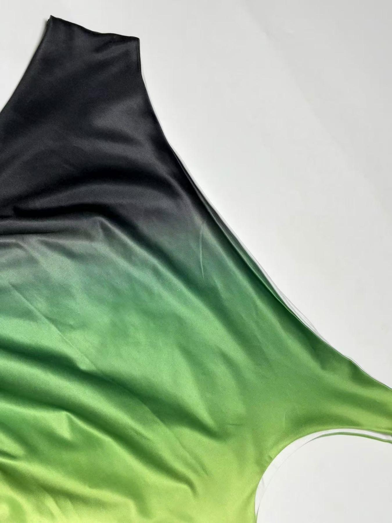 Women's Zebra Stripe ＆ Ombre Gradient Print One Shoulder Bodycon Dress, Elegant Fashion Casual Mini Dress for Daily Outdoor Wear, Women Dress for Summer