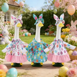 Easter Goose Costume Set, Bunny and Colorful Egg Print, Matching Ear Headband, Seasonal Decor for Garden Statues, Home Gift