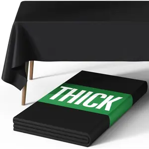 Rectangle Table Cloth 60" x 84" Durable Polyester Tablecloth Reusable & Washable Protection Ideal for Outdoor Party Picnic Wedding Banquet Birthday 1 Pack Black