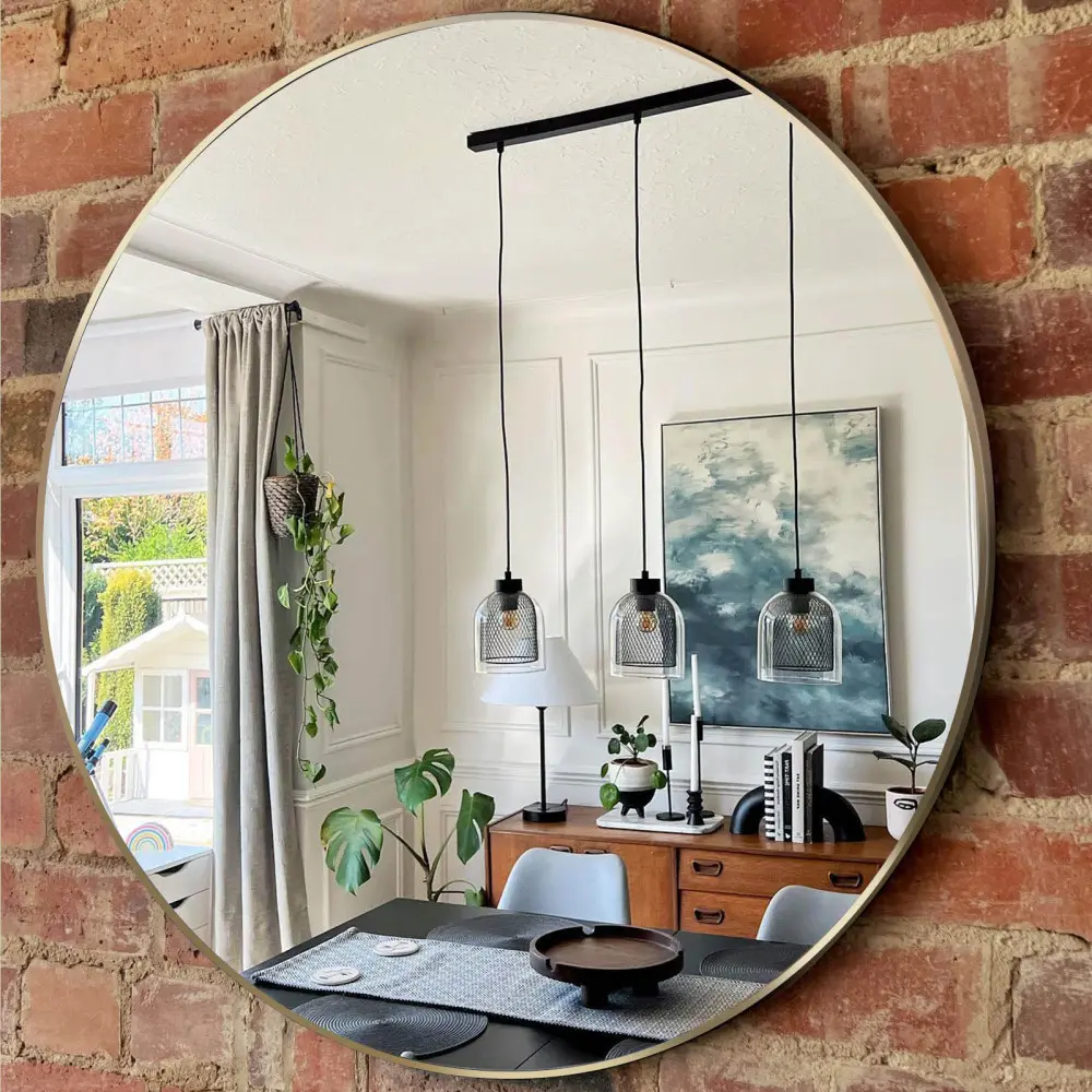 Littleox 30 Inch Gold Metal Framed Round Bathrrom Mirror for Wall.(W2203P182022)
