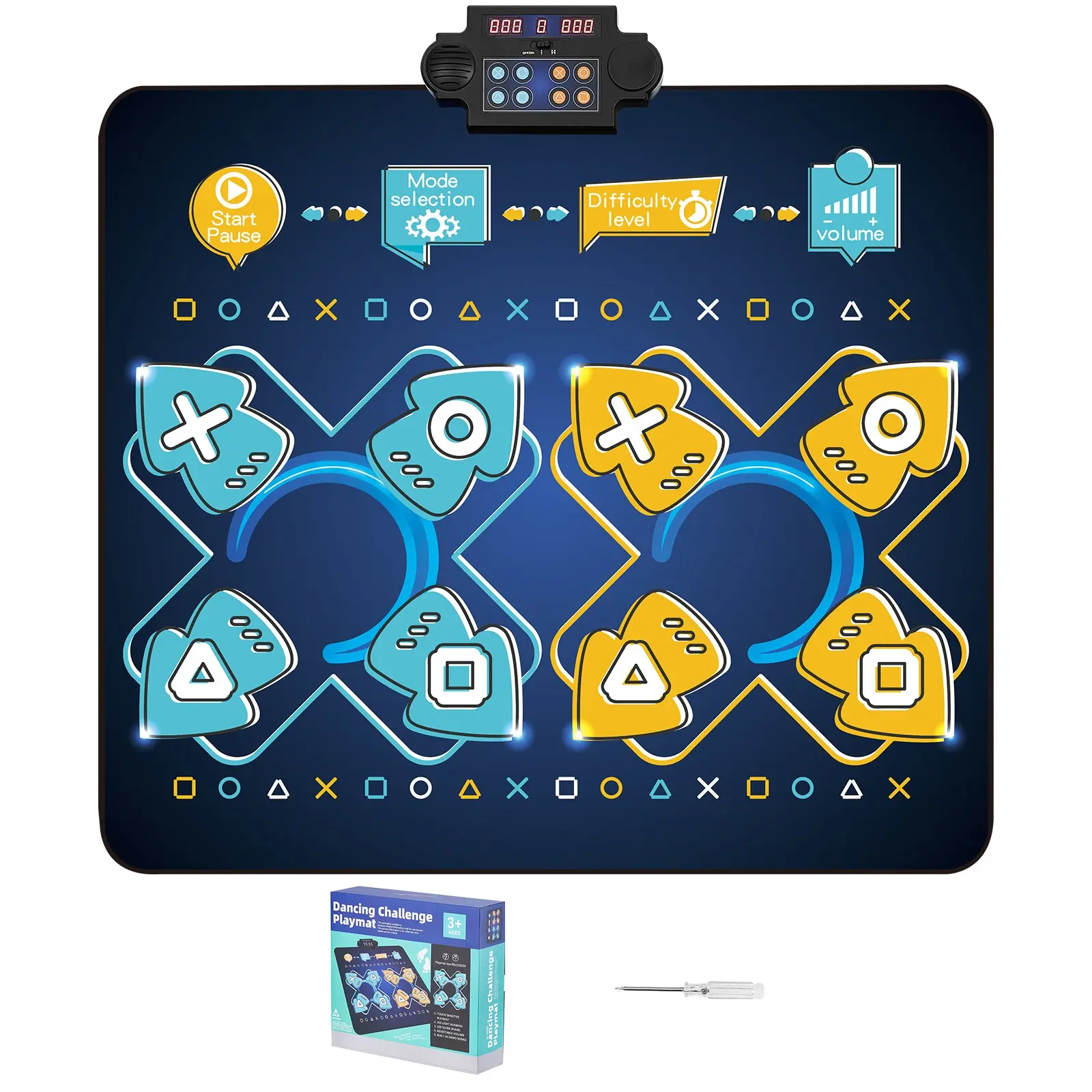 【DealsForYouDays】VEVOR Dance Mat, 8-Button Dance Mixer Rhythm Step Play Mat, Electronic Dance Pad with Single/Two Player Modes, Adjustable Volume, Built-in Music, 8 Challenge Levels, Toys Gifts for 3+ Year Old Girls