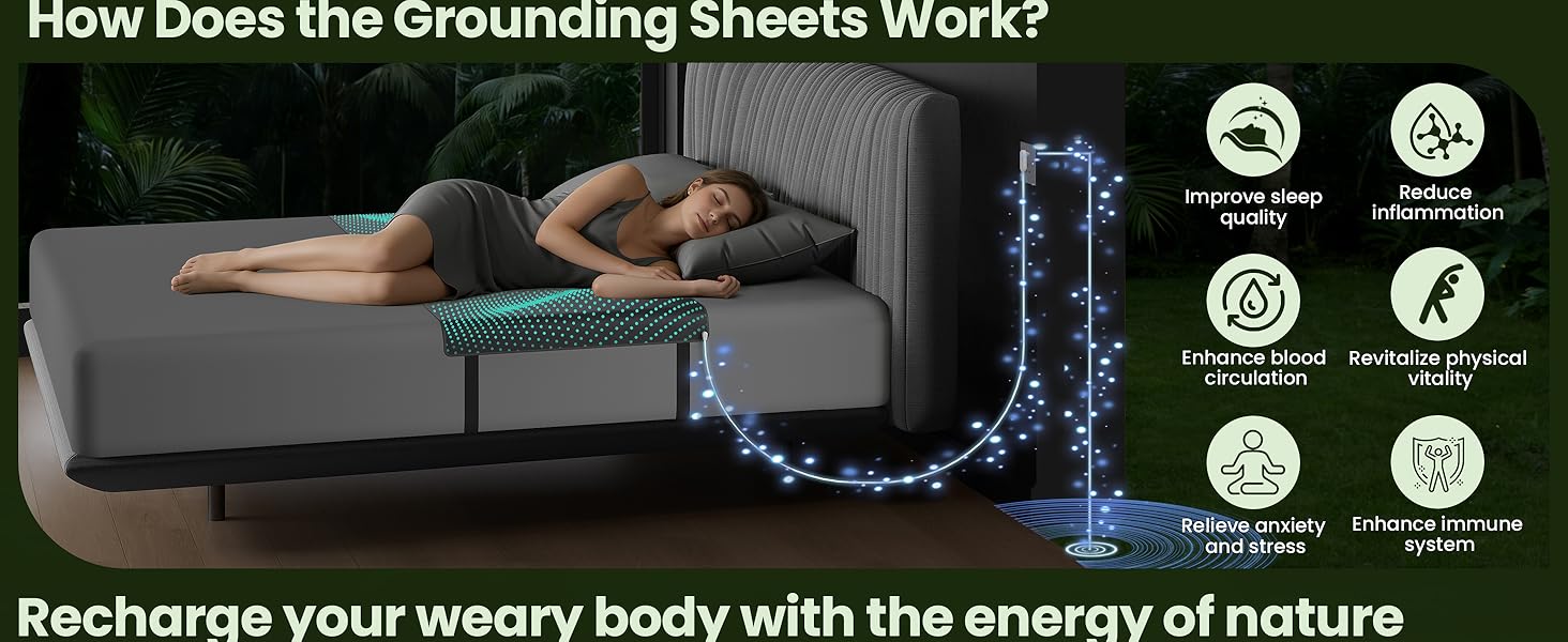Grounding Mat for Bed King Size -PU Pad for Improving Sleep – Luxury Ground Mats Breathable, Anti-Slip for Improve, Muscle Pain & Stress Relief