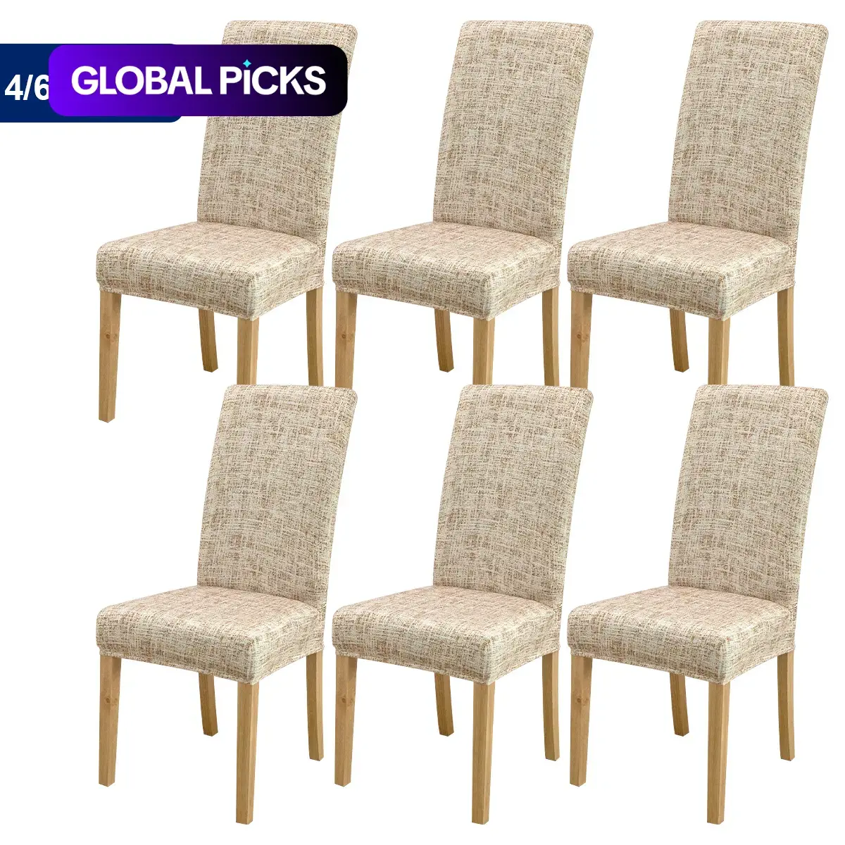 Chair Cover, 4/6 Counts Removable Washable Chair Slipcover, Dustproof Chair Protector for Home Living Room Hotel Dining Room