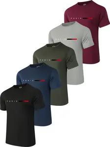 5-Pack Men's Fashion Round Neck Summer Sports T-Shirts, Quick-Dry Breathable Moisture-Wicking, Casual Workout Running Outdoor Activities, Athletic Running Tee