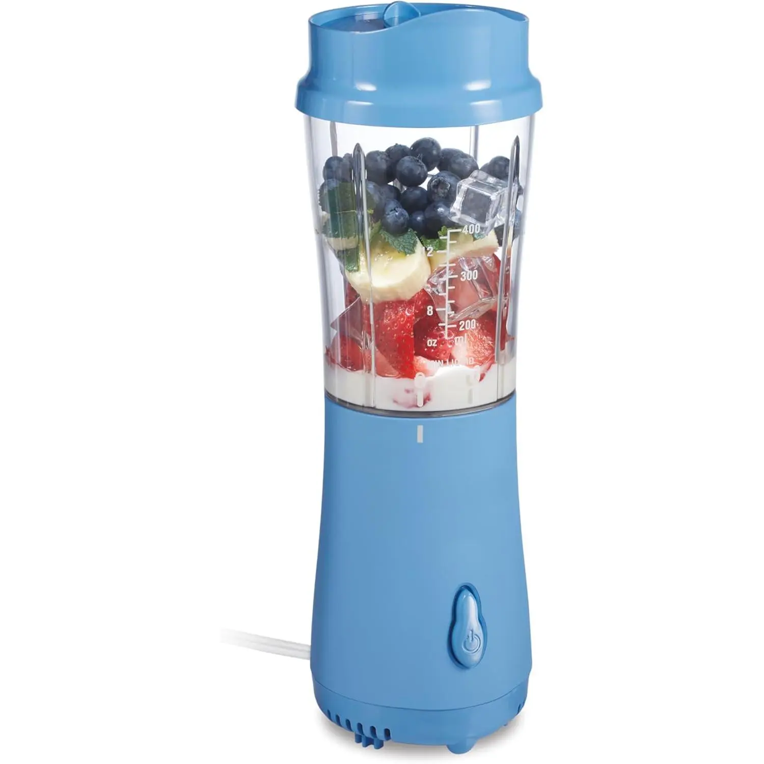 Compact Personal Portable Blender for Shake Blending, 14oz BPA-Free Travel Cup with Lid, Durable Stainless Steel Blades, Tranquil Blue Blender for Travel Users