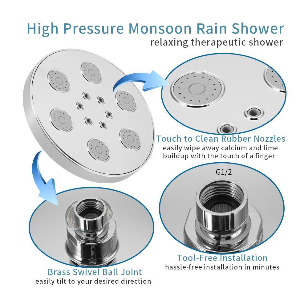Rainfall Shower Head, High-pressure Round Top Spray for Ultimate Bathing Experience, Durable Plastic Essential Bathroom Upgrade, Perfect Gift Idea, Showerhead, Shower Water Equipment